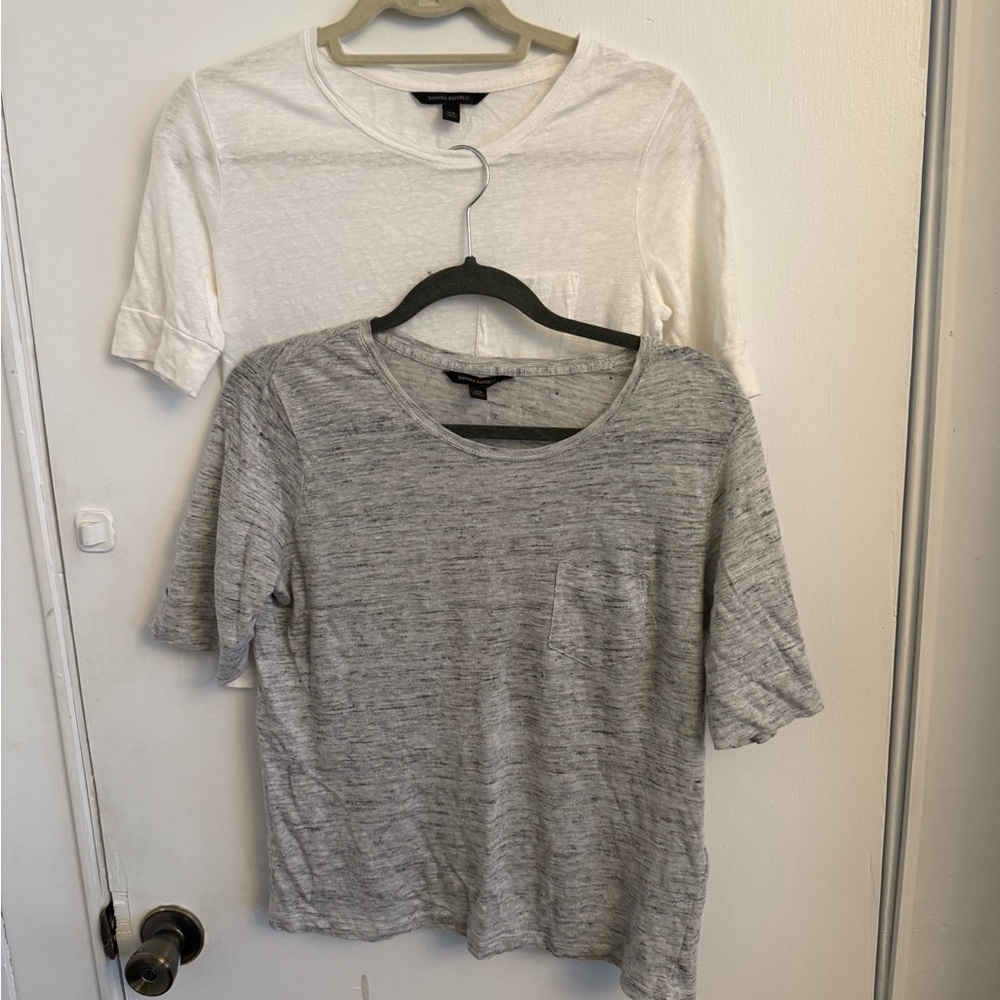Banana Republic Heather Gray and White Tees